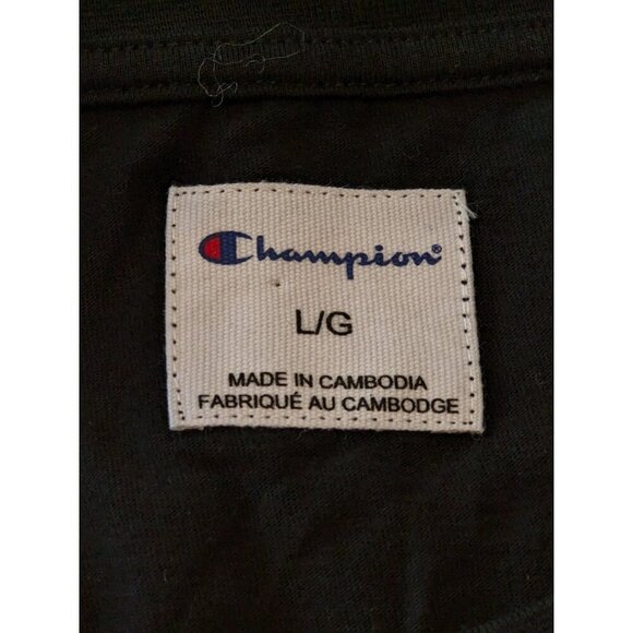 Champion Womens L Logo T shirt Top Black NEW Cotton Casual Basic Gym Workout - Picture 7 of 8